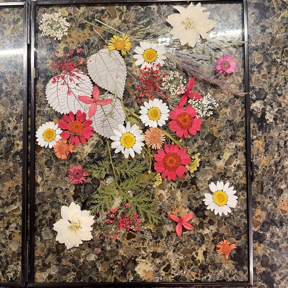 New Hand made real pressed flowers in glass wall hanging frame. - Picture 2 of 2